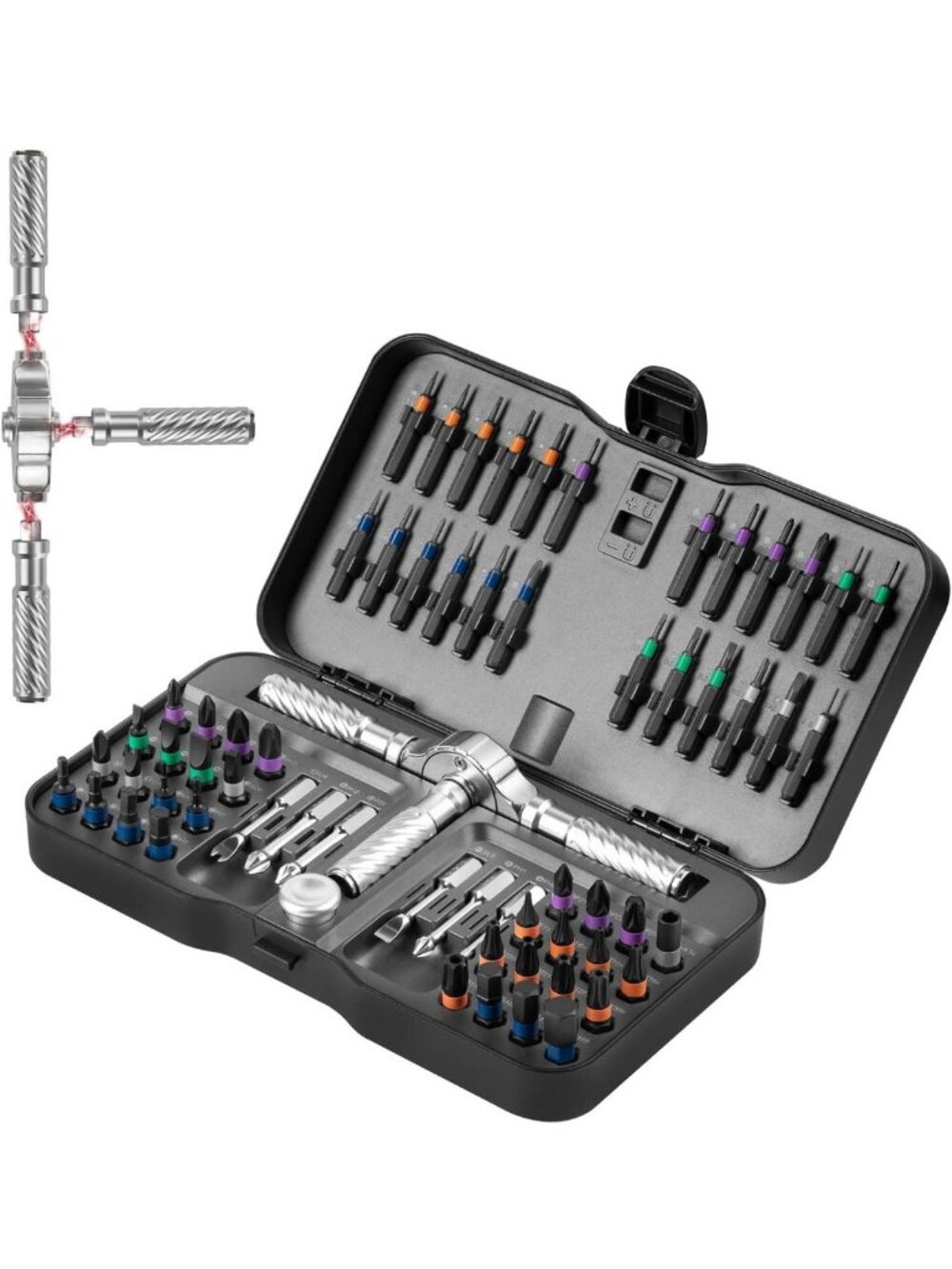 Versatile Ratchet Screwdriver Set with Magnetic Tips & S2 Steel Bits for DIY